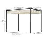 Outsunny Patio Pergola with Retractable Canopy - 10' x 7' - Cream White-Great for porch, pergola, patio, gazebo or any outdoor spaces 