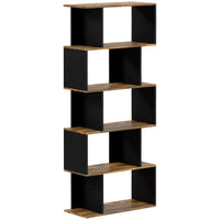 HOMCOM 5-Tier Bookshelf for Living Room, Study Room, Home Office - Rustic Brown-10 open grids over five tiers offer ample space for organized display