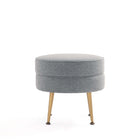 Manhattan Comfort Bailey 18.11" Mid-Century Modern Polyester Blend Upholstered Ottoman - Grey with Gold Legs-18.11" L x 22" W x 17.32" H