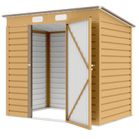 Outsunny Metal Garden Storage Shed with 2 Vents - 6' x 4' - Yellow-Seven support columns with crossbeams and foundation kit for enhanced stability

