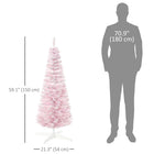 HOMCOM 5' Pencil Artificial Christmas Tree with Snow-Flocked Branches - Pink-Section design for quick setup 