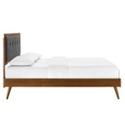Modway Willow Wood Queen Platform Bed with Splayed Legs - Walnut Charcoal-Wood, MDF, and Veneer Construction