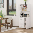 HOMCOM 72.25" H Freestanding Kitchen Pantry Cabinet with Two Doors - White-Three drawers on the bottom left can store cutleries and other small items 