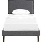 Modway Camille Fabric Twin Platform Bed with Squared Tapered Legs - Grey-Center Rail with Support Two Legs
