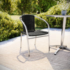 Flash Furniture Commercial Aluminum & Black Rattan Indoor-Outdoor Restaurant Stack Chair-Stacks up to 20 Chairs High