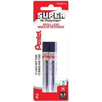 Pentel Mechanical Pencil Lead Refills - 0.5mm - H - 24 Pack-Refill leads, 0.5mm, H grade