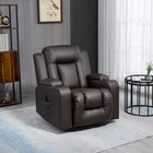 HOMCOM 8-Point Vibration Massage Recliner for Living Room - Brown-Manual recline up to 145° with a retractable footrest, controlled by side lever