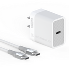 Scosche PowerVolt 20W Power Delivery USB-C Fast Charger & 6' USB-C Braided Cable - White-20W USB-C Power Delivery charger offers fast charging