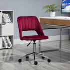 Vinsetto Armless Swivel Computer Desk Chair - Red-Scallop shape with stitching creates a relaxed, stylish look