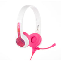 BuddyPhones StudyBuddy Headphones - Pink-Headphone style on-ear, design for kids with SafeAudio