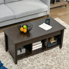 HOMCOM Lift Top Coffee Table with Storage - Espresso-Protective pads on both tabletop and legs help prevent scratches and ensure safety