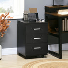 Vinsetto 3-Drawer Letter/A4 Filing Cabinet with Lock & Wheels - Black-Tabletop can hold printers, scanners or display person items
