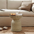 Modway Lazaro Round Rattan Side Table - Burnished Brass Natural-Removable Metal Tray Top