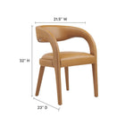 Modway Pinnacle Vegan Leather Dining Chair - Tan - 2 Pack-Dense Foam Padding