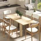 HOMCOM 55"-71" Rectangular Modern Extendable Dining Table for 6-8 - Natural Wood-Table legs with protective pads prevent floor scratches and add stability