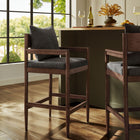 Modway Remington Wood Bar Stool - Charcoal-Removable Back Pillow with Slub Weave Fabric
