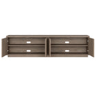 Hudson&Canal Hanson TV Stand for TV's up to 85" - Antiqued Grey Oak-Clean with a soft, dry cloth and no harsh chemicals or abrasive cleaning materials