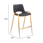 Zuo Desi Counter Stool - Black/Gold - Set of 2-8