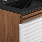 Modway Render 24" Wall-Mount Bathroom Vanity - White/Walnut/Black-Fixtures Not Included