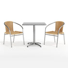 Flash Furniture 27.5'' Square Aluminum Indoor-Outdoor Table with 2 Beige Rattan Chairs (TLH-ALUM-28SQ-020BGECHR2-GG)-Warranty: 5 Year Limited (non moving metal parts), 2 years on moving parts (details with product)