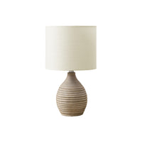 Monarch Specialties 17" H Contemporary Table Lamp - Brown Resin / Ivory / Cream Shade-This 17"h table lamp features a chic brown resin base with a textured ribbed finish to look like natural stone, making it the perfect accent piece to elevate a contemporary living room, bedroom, or home office decor