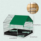 PawHut Metal Small Animal Cage with Water-Resistant Cover - Black-Wired metal animal shelter protects pets from elements and predators 