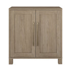 Hudson&Canal Chabot 28"W Accent Cabinet - Antiqued Grey Oak-Features two swing-out doors, adjustable center shelf, and a cable management cut-out