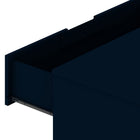 Manhattan Comfort Rockefeller Mid-Century Modern Tall Dresser and Nightstand Set - Tatiana Midnight Blue-Home Assembly Required. All Hardware Included