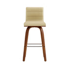 Armen Living Vienna 26" Counter Height Swivel Bar Stool in Walnut Wood Finish with Cream Faux Leather-4