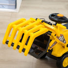 Aosom Kids Ride-On Excavator with Grabber - Yellow-Grabber design for catching toys 
