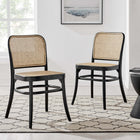 Modway Winona Wood Dining Side Chair - Black - 2 Pack-Includes Non-Marking Foot Caps