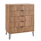 Manhattan Comfort DUMBO Modern Nightstand, Dresser Set and 5-Drawer Tall Dresser Set - Golden Brown-Perfect for Bedroom Storage, Lamps or Display Items.