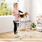 PawHut Foldable Non-slip Surface Pet Grooming Table - Grey-Stainless steel arm and hardware provide maximum durability 