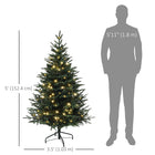 HOMCOM 5' Artificial Christmas Tree with LED Lights and Hinged Tips - Green-Flame-retardant branches increase safety 
