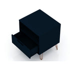 Manhattan Comfort Rockefeller 20.08" Mid-Century Modern 1-Drawer Nightstand 2-Piece Set - Tatiana Midnight Blue-Fashionable Wire Splayed Legs Made of Metal for Extra Durability