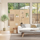 HOMCOM 4-Panel Freestanding Room Divider for Indoor Bedroom - Natural-Material: Paulownia Wood 
