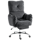 HOMCOM Ergonomic Reclining Office Chair with Snow Flannel Fabric - Dark Grey-Wrapped in soft snow flannel fabric for cloud-like seating comfort,
