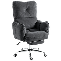 HOMCOM Ergonomic Reclining Office Chair with Snow Flannel Fabric - Dark Grey-Wrapped in soft snow flannel fabric for cloud-like seating comfort,