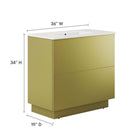 Modway Quantum 36" Bathroom Vanity - White/Gold-8" Centerset Holes