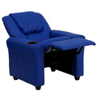Flash Furniture Contemporary Blue Vinyl Kids Recliner with Cup Holder & Headrest-Spot clean with damp cloth
