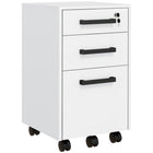 HOMCOM 3-Drawer Letter/A4 Filing Cabinet with Hanging Bars - White-Upper 2 drawers provide extra storage spaces
