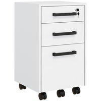 HOMCOM 3-Drawer Letter/A4 Filing Cabinet with Hanging Bars - White-Upper 2 drawers provide extra storage spaces

