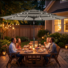 Outsunny Patio Umbrella with Solar Lights and Cover - 9.3' - Grey-Includes 32 solar LED beads, creating a romantic ambiance for evening gatherings
