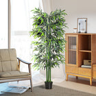 Outsunny 6' Artificial Bamboo Tree in Pot - Green-Low maintenance required