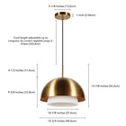Hudson&Canal Octavia 15.75" Wide Pendant with Metal/Glass Shade - Brass/Brass and White-8