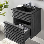 Modway Render 18" Wall-Mount Bathroom Vanity - Charcoal/Black-MDF and Particleboard