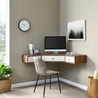 Modway Transmit 47" Wall Mount Corner Walnut Office Desk - Walnut White-Wall-Mount Design