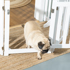 PawHut 4 Panel Foldable Dog Gate with Door - White-Colour: White 