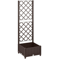 Outsunny Plastic Raised Garden Bed with Trellis - 16" x 16" x 48"-Trellis supports climbing plants for vertical growth
