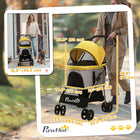 PawHut 4-Wheel 3-in-1 Pet Stroller with Folding Carrier - Yellow-Made with a solid steel frame and 600D oxford cloth 